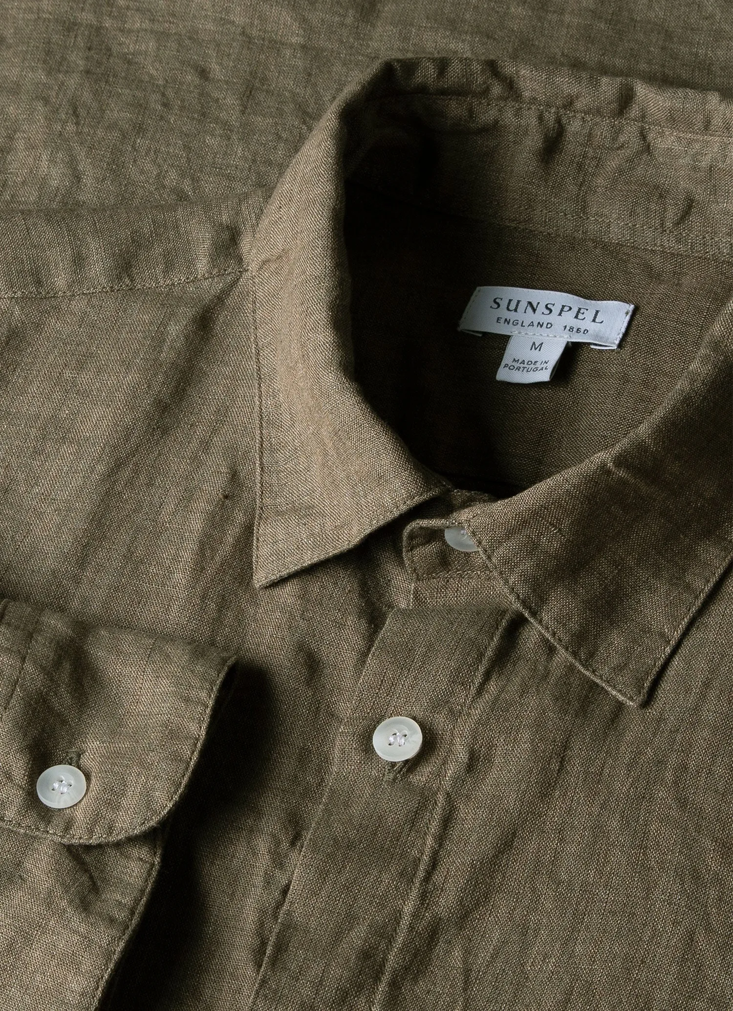 Men's Linen Shirt in Khaki sold by Sunspel product image thumbnail 4