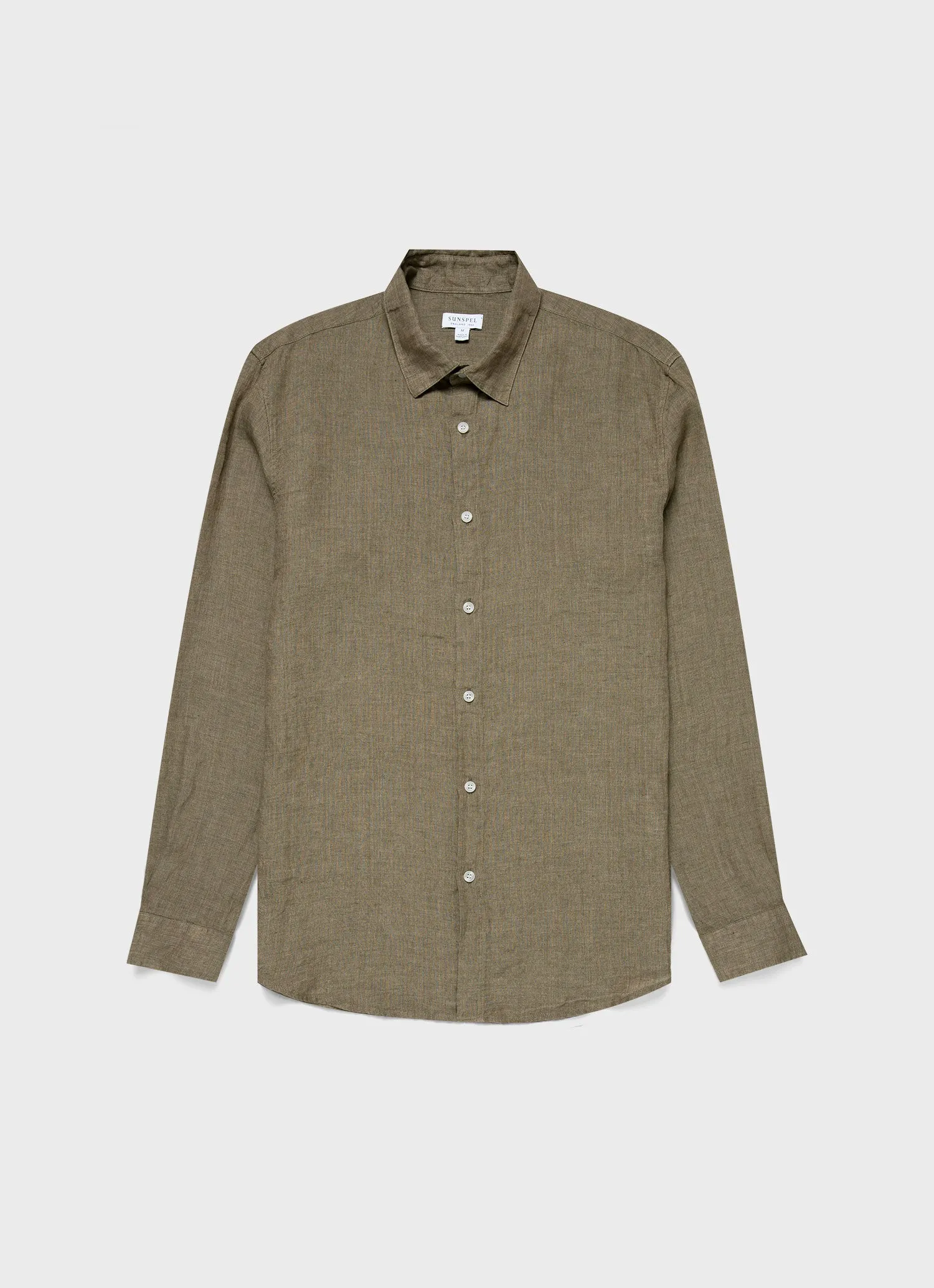 Men's Linen Shirt in Khaki sold by Sunspel