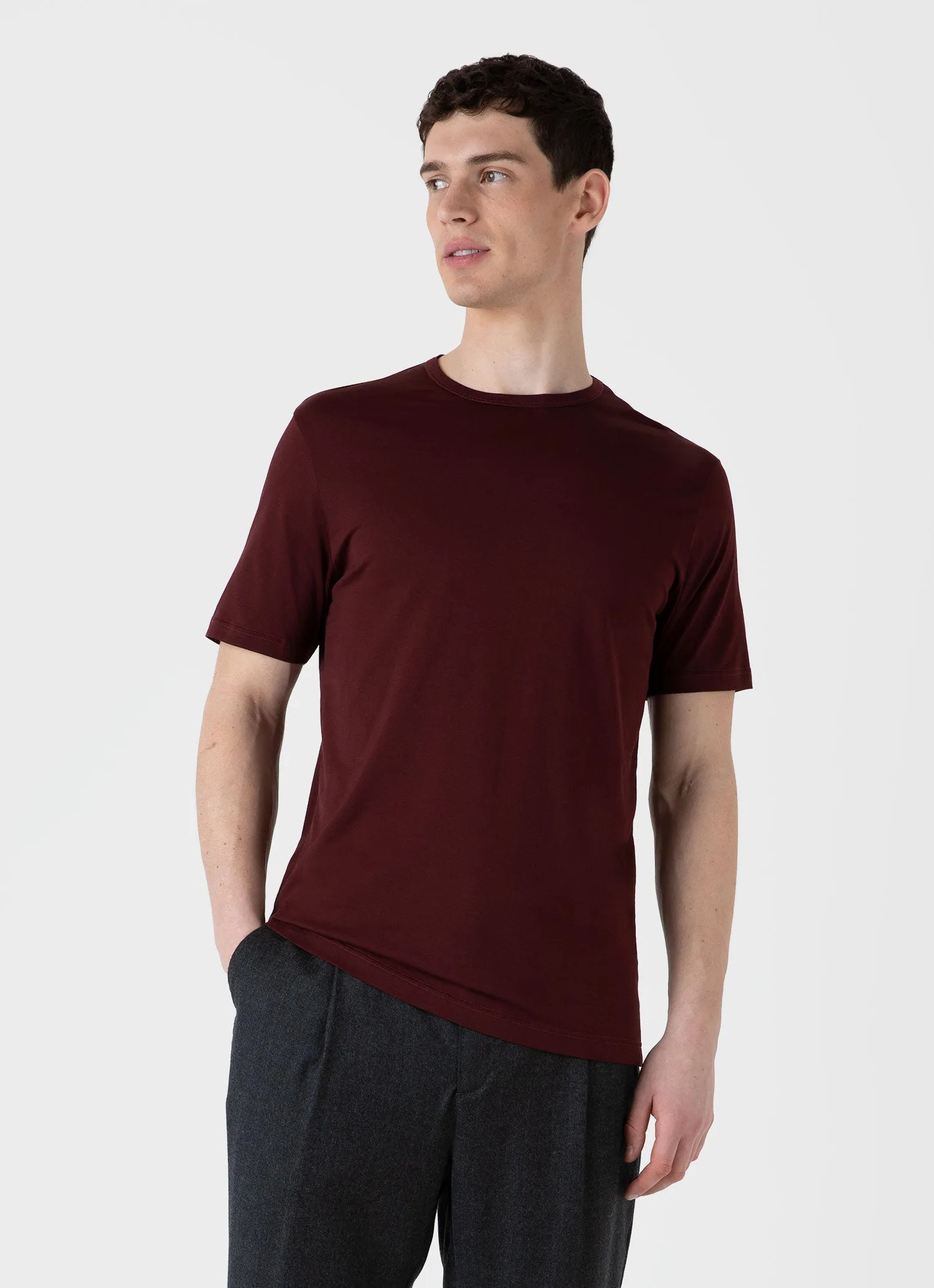 Men's Classic T-shirt in Port sold by Sunspel product image thumbnail 2
