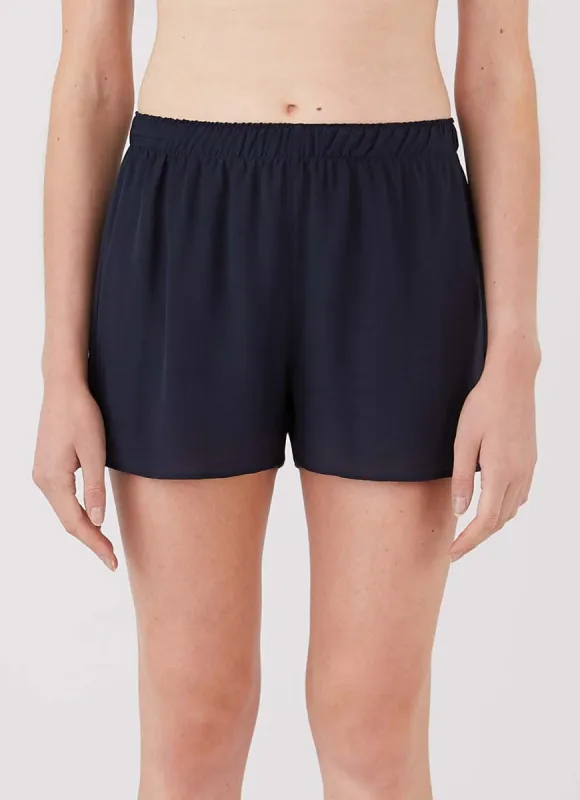 Women's Silk Boxer Shorts in Navy sold by Sunspel