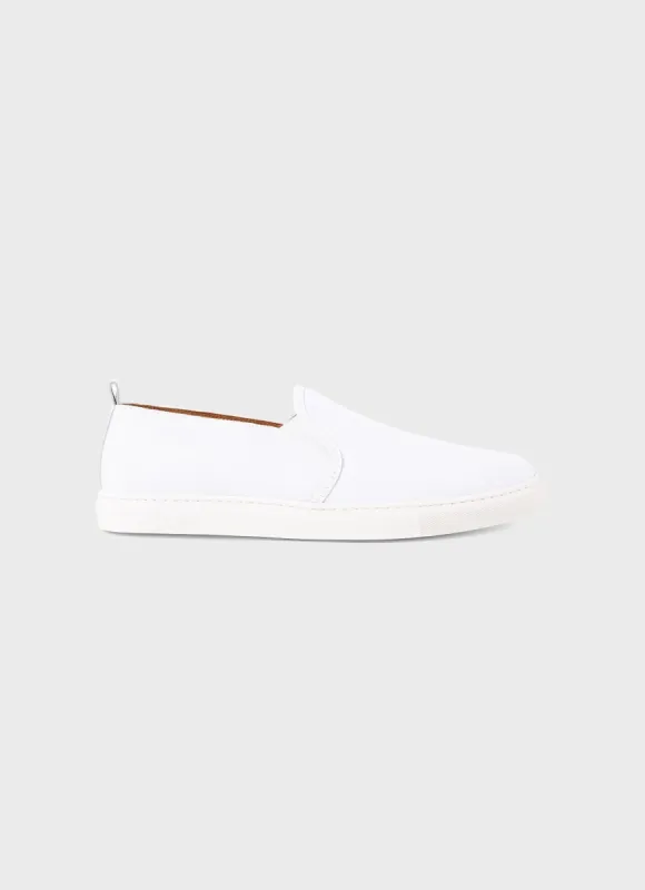 Men's Canvas Slip On Trainer in White sold by Sunspel