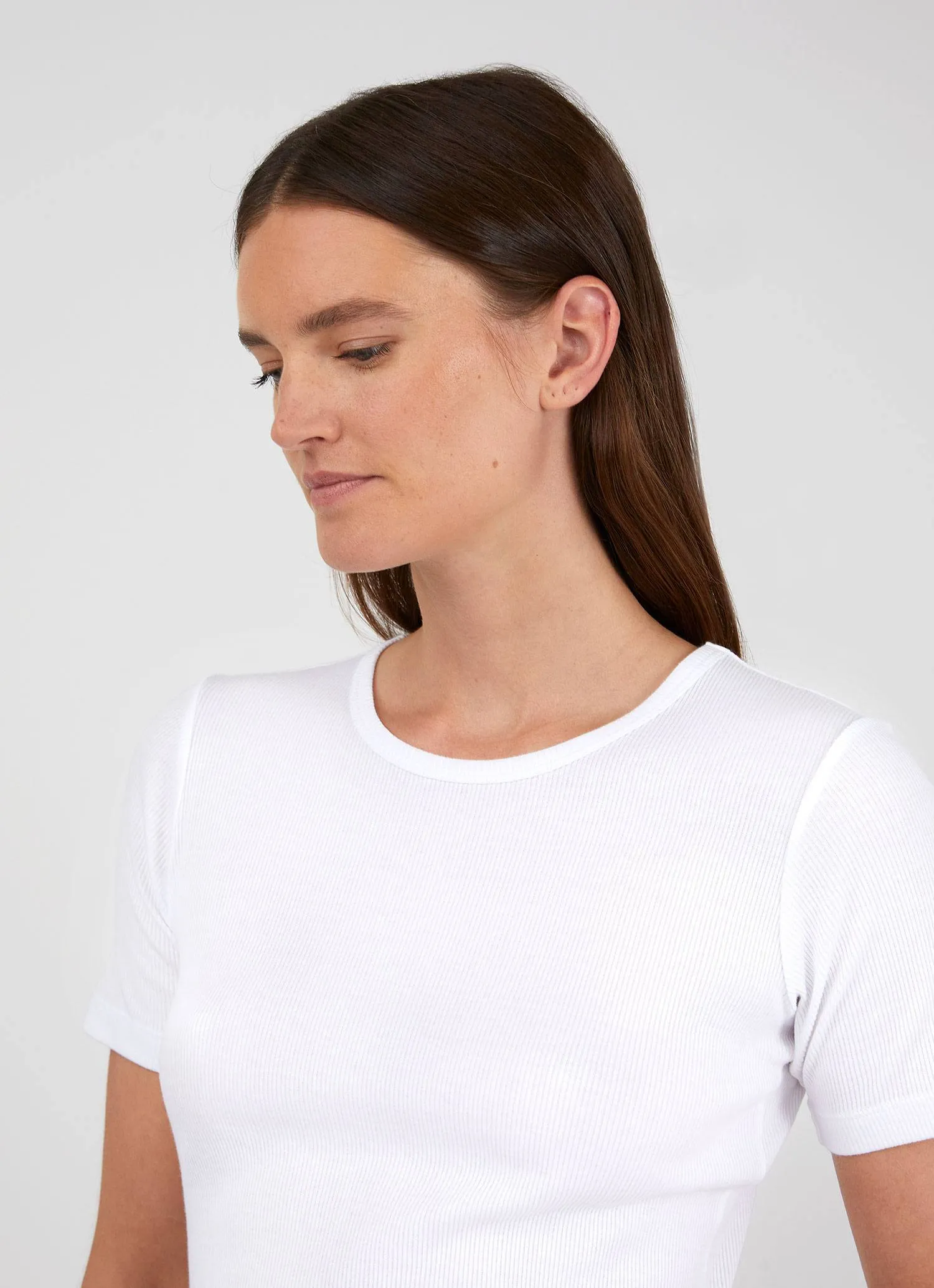 Women's Rib T-shirt in White sold by Sunspel product image thumbnail 4