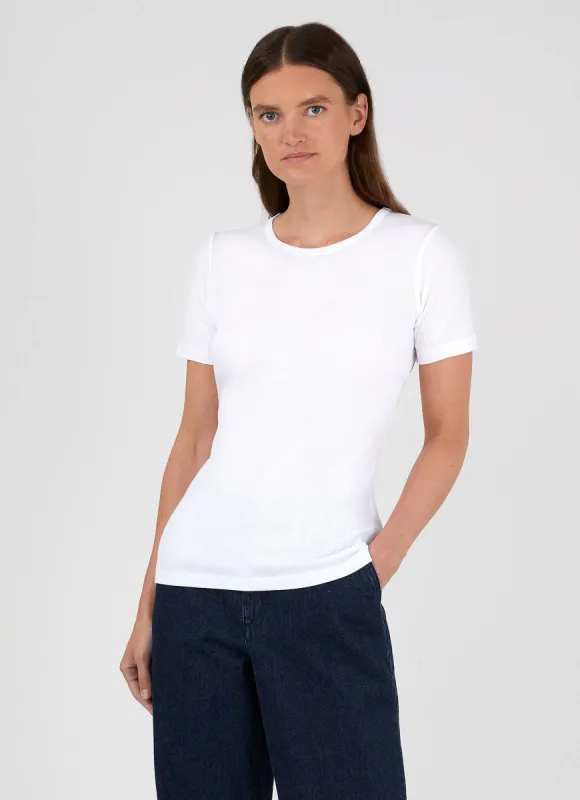Women's Rib T-shirt in White sold by Sunspel