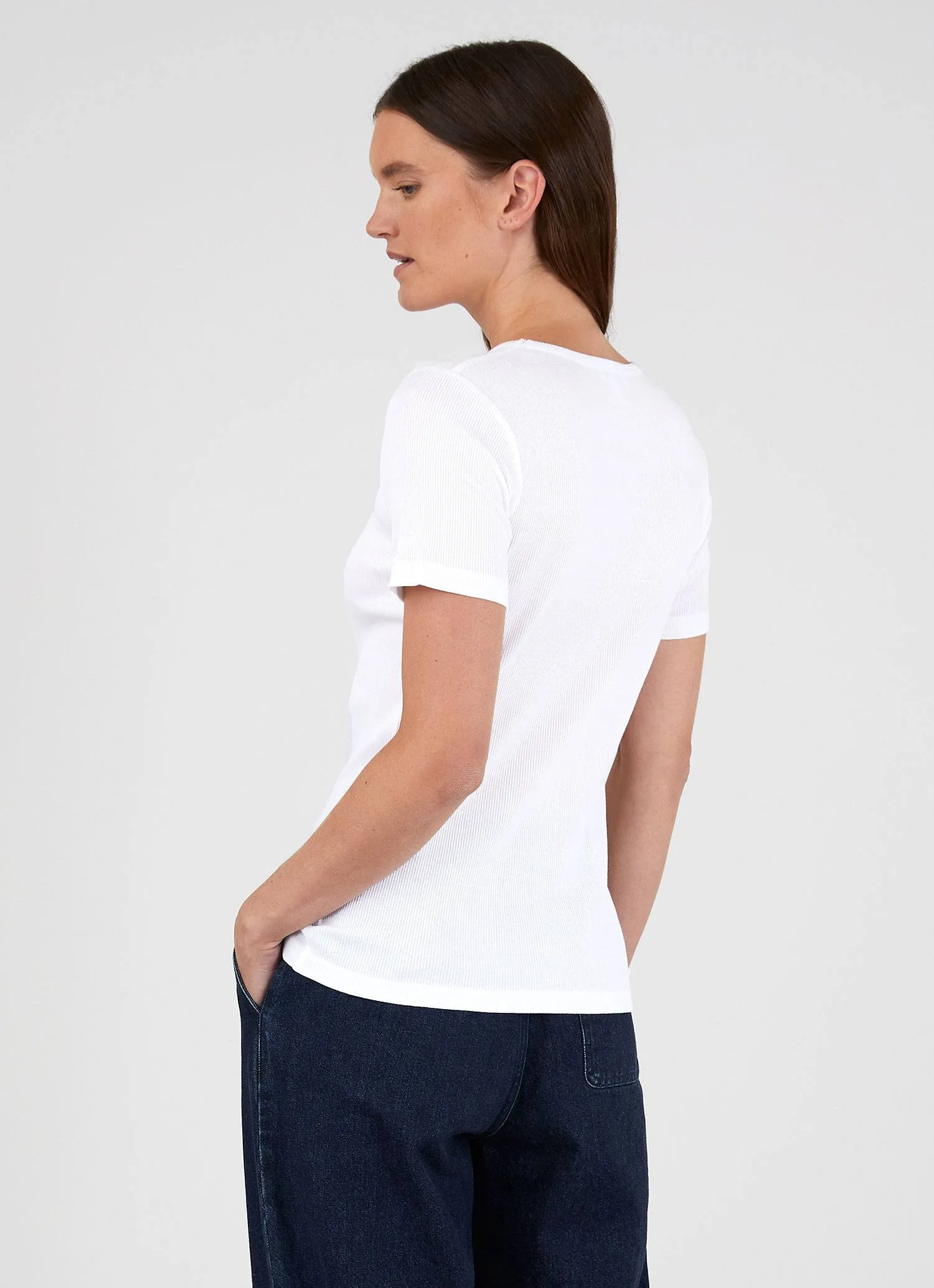 Women's Rib T-shirt in White sold by Sunspel product image thumbnail 3