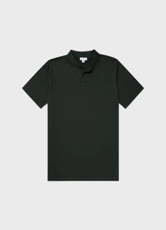 Men's Sea Island Cotton Polo Shirt in Seaweed sold by Sunspel