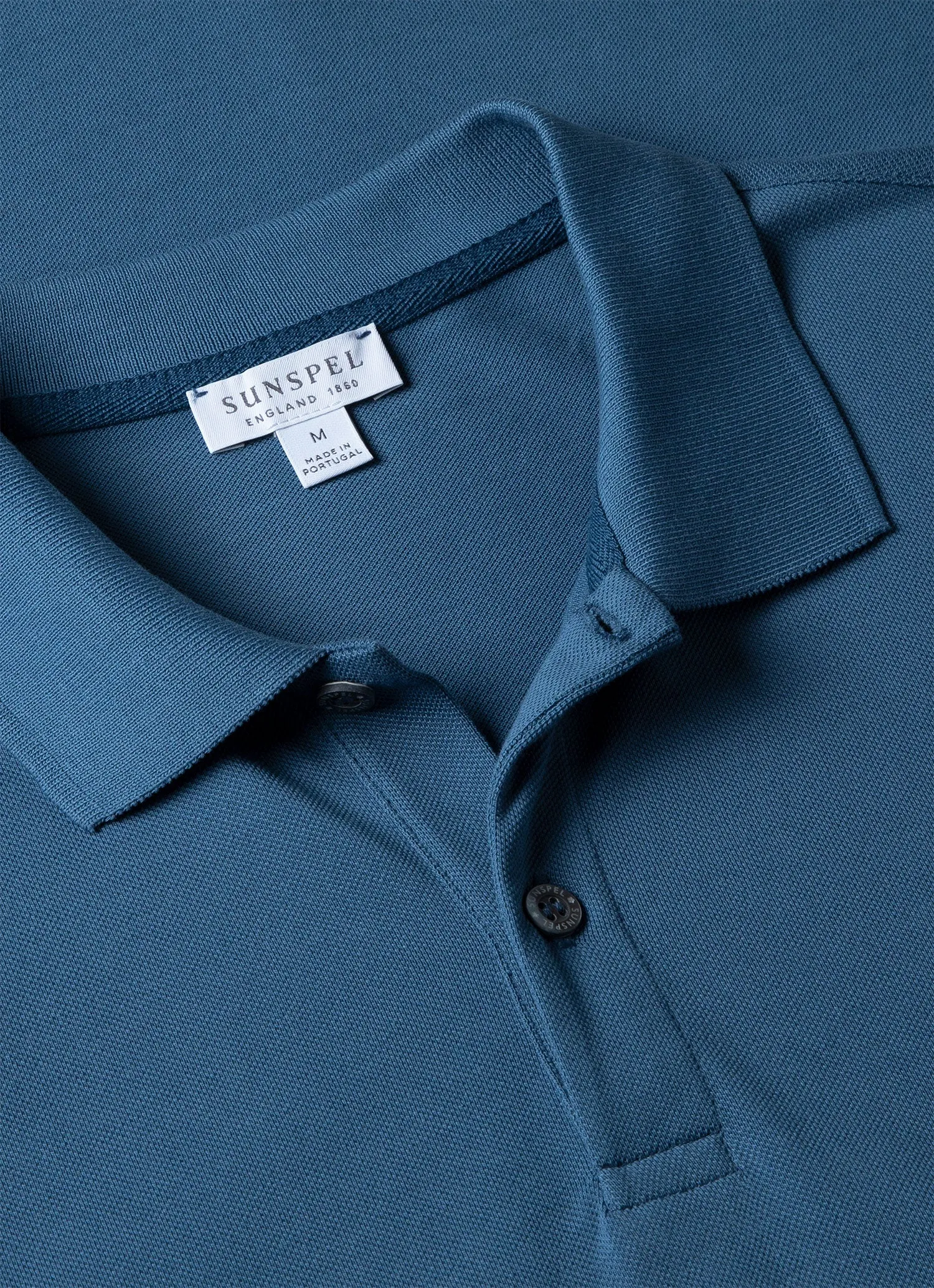 Men's Piqué Polo Shirt in Steel Blue sold by Sunspel product image thumbnail 4