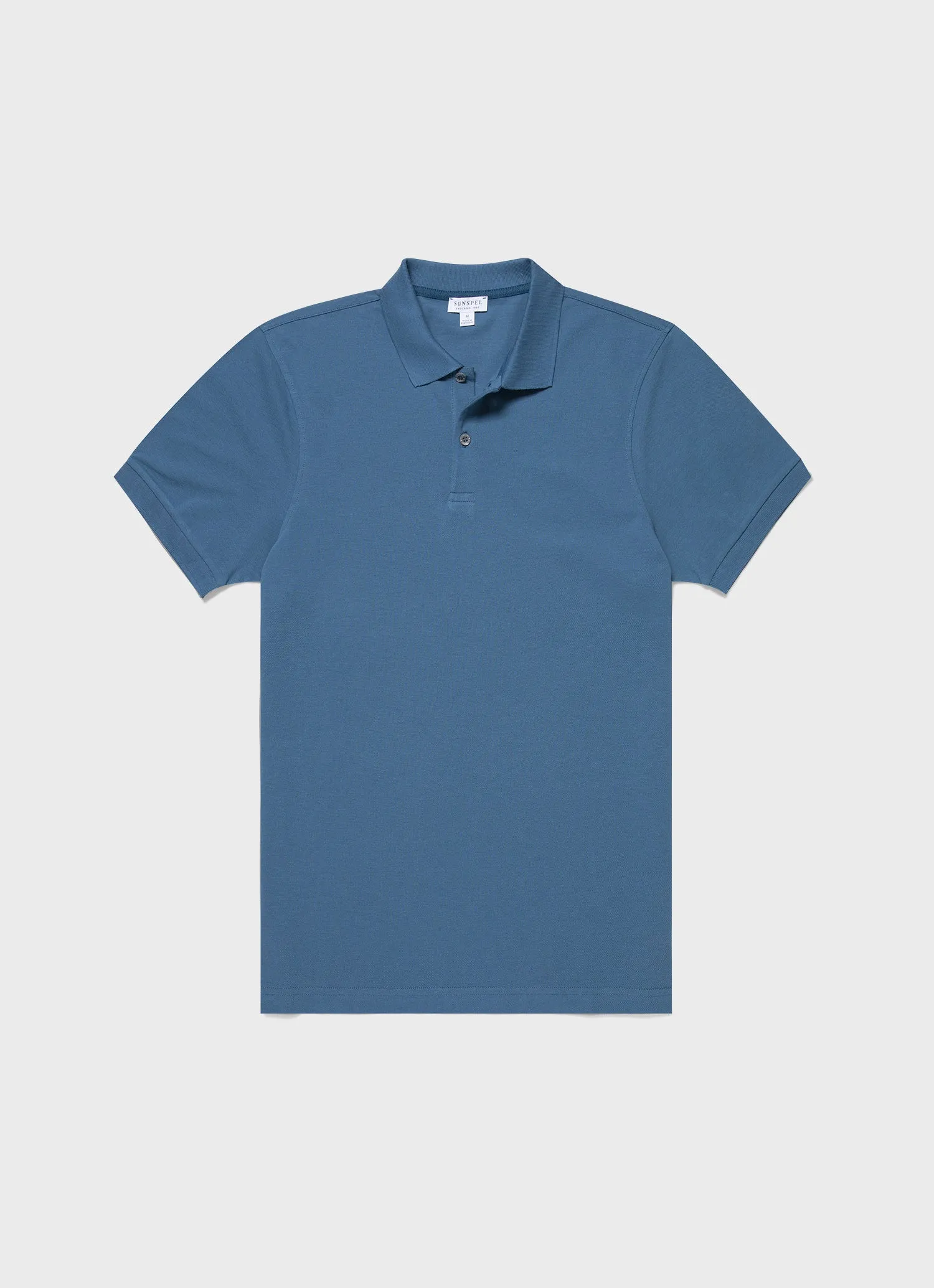Men's Piqué Polo Shirt in Steel Blue sold by Sunspel