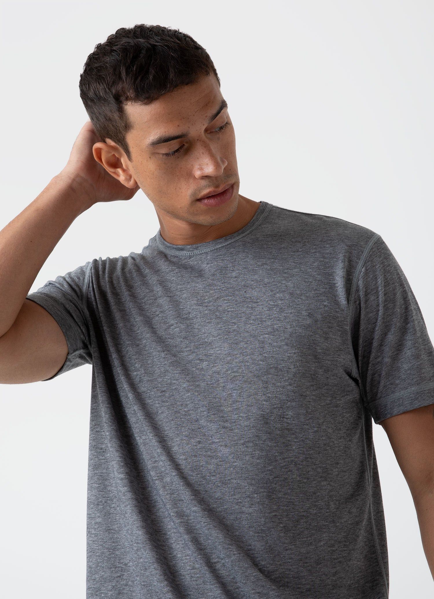 Men's DriRelease Active T-shirt in Grey Melange sold by Sunspel product image thumbnail 5