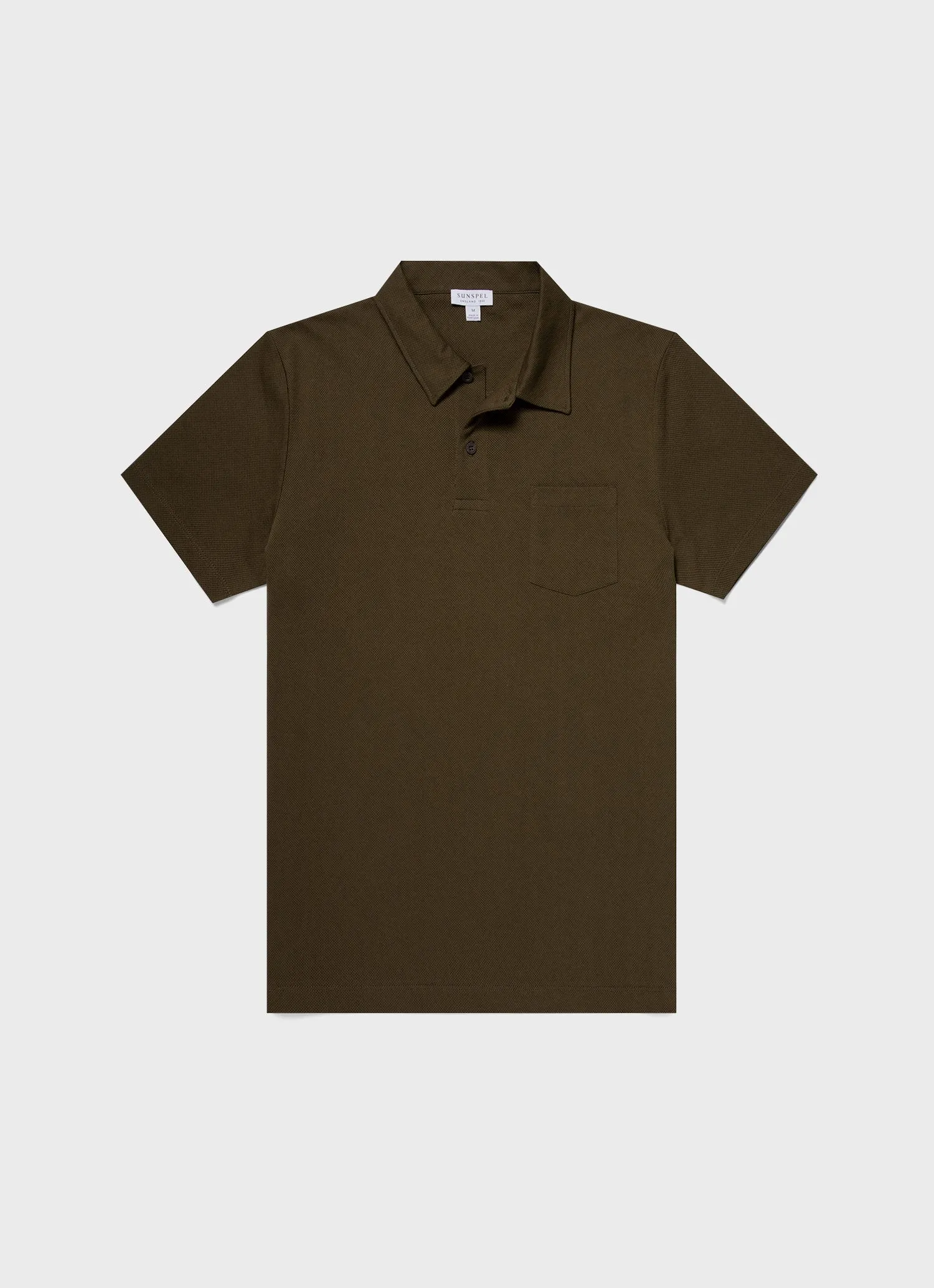 Men's Riviera Polo Shirt in Dark Olive sold by Sunspel