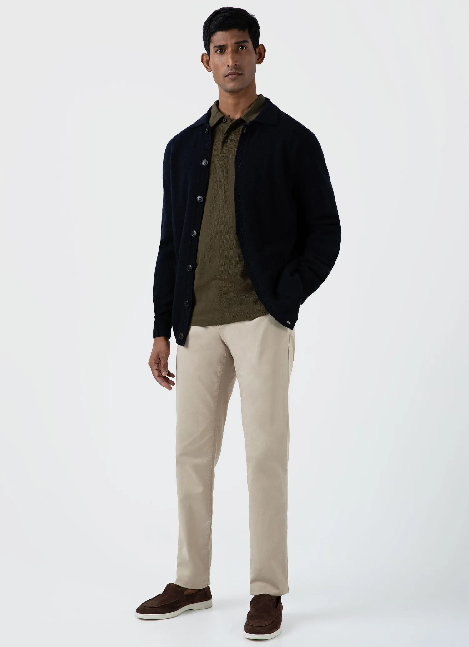 Men's Riviera Polo Shirt in Dark Olive sold by Sunspel product image thumbnail 3