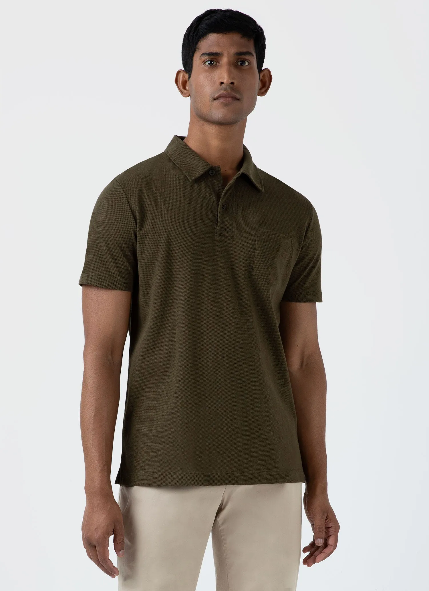 Men's Riviera Polo Shirt in Dark Olive sold by Sunspel product image thumbnail 2