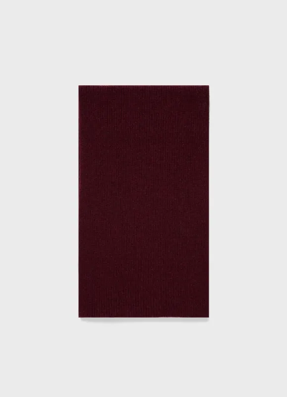 Cashmere Ribbed Scarf in Port sold by Sunspel