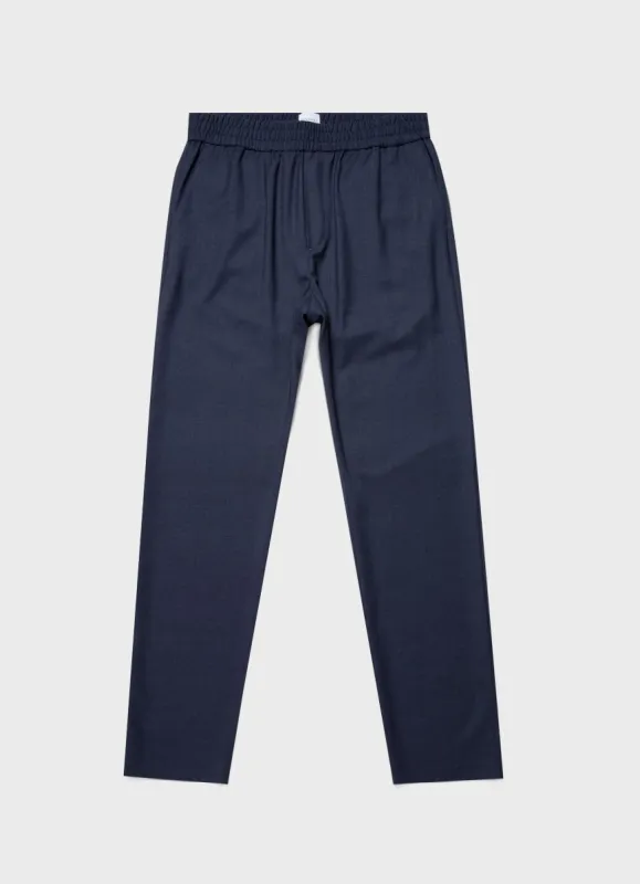 Men's Drawstring Trouser in Blue Melange sold by Sunspel