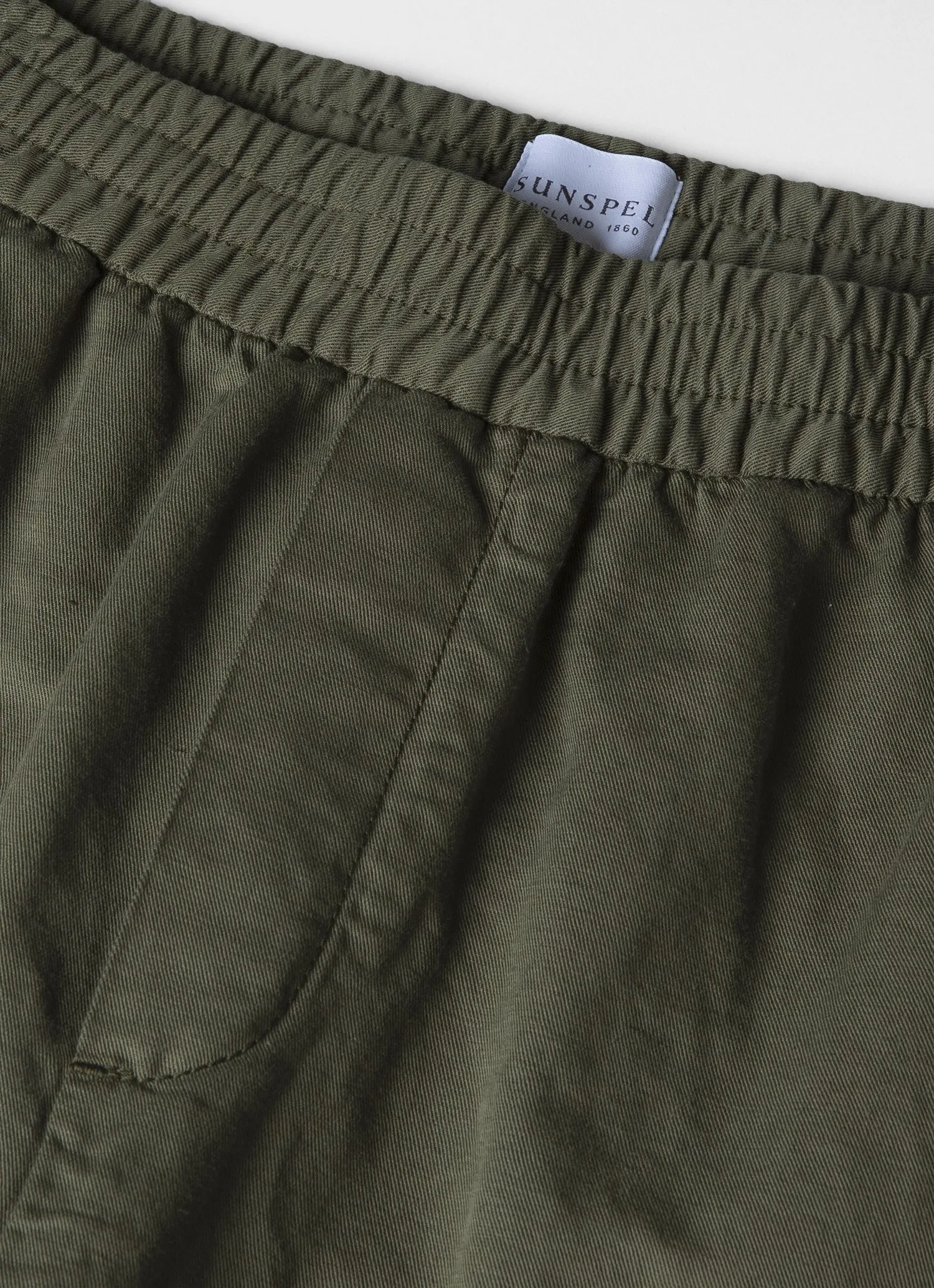 Men's Cotton Linen Drawstring Trouser in Khaki sold by Sunspel product image thumbnail 4