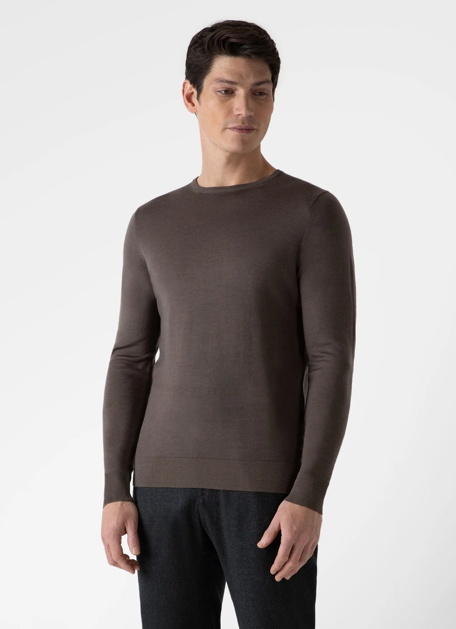 Men's Extra-Fine Merino Crew Neck in Cedar sold by Sunspel product image thumbnail 2
