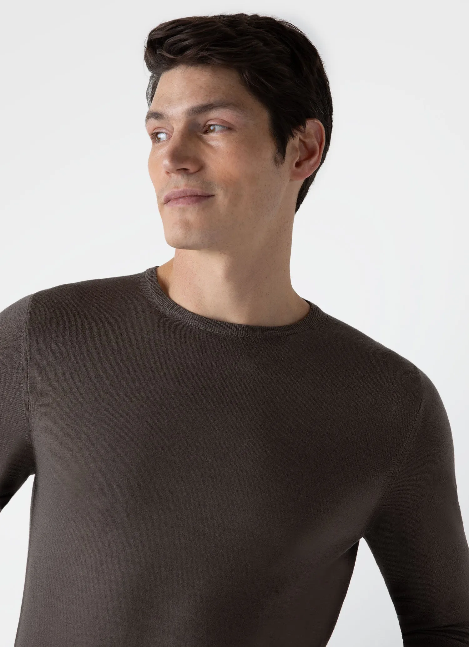 Men's Extra-Fine Merino Crew Neck in Cedar sold by Sunspel product image thumbnail 5