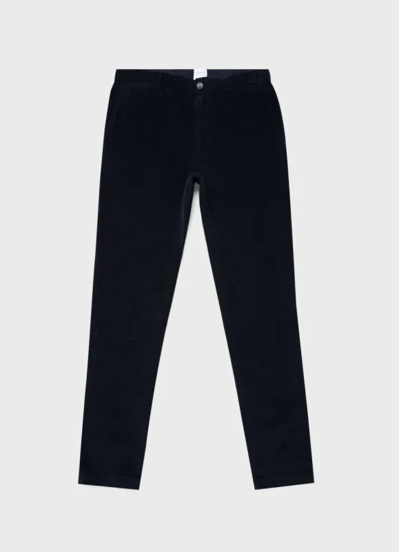 Men's Corduroy Slim Fit Trouser in Navy sold by Sunspel