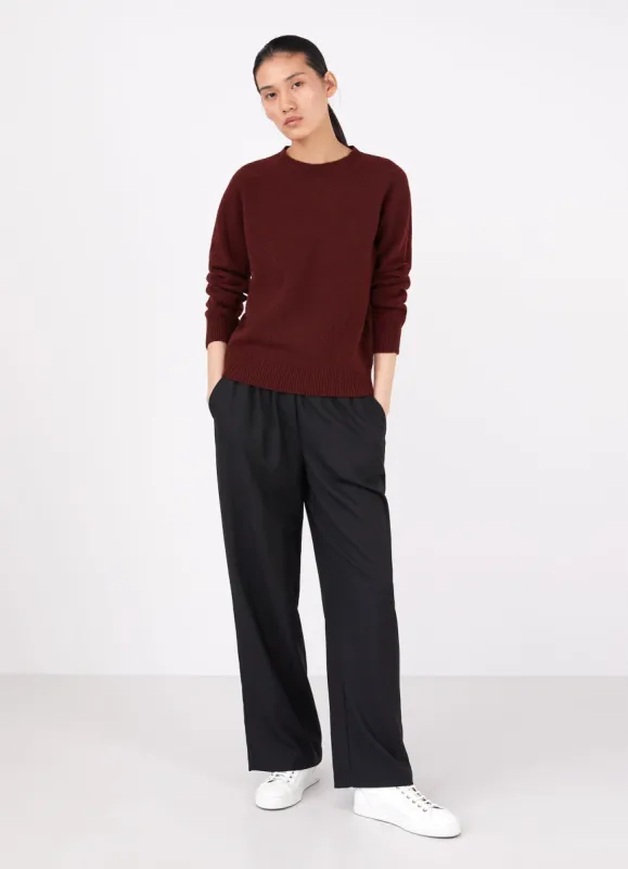 Women's Lambswool Crew Neck Jumper in Port sold by Sunspel