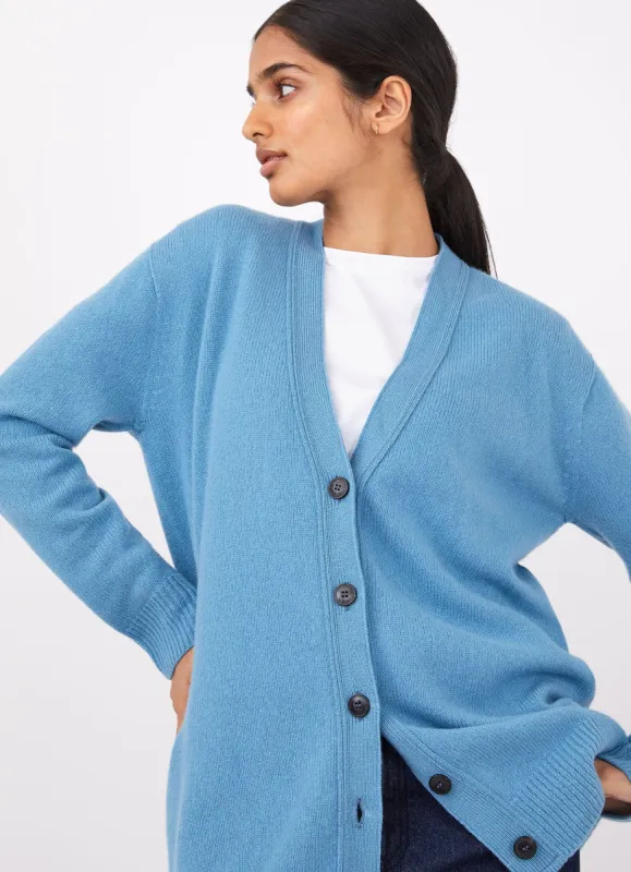 Women's Lambswool Cardigan in Storm Blue sold by Sunspel
