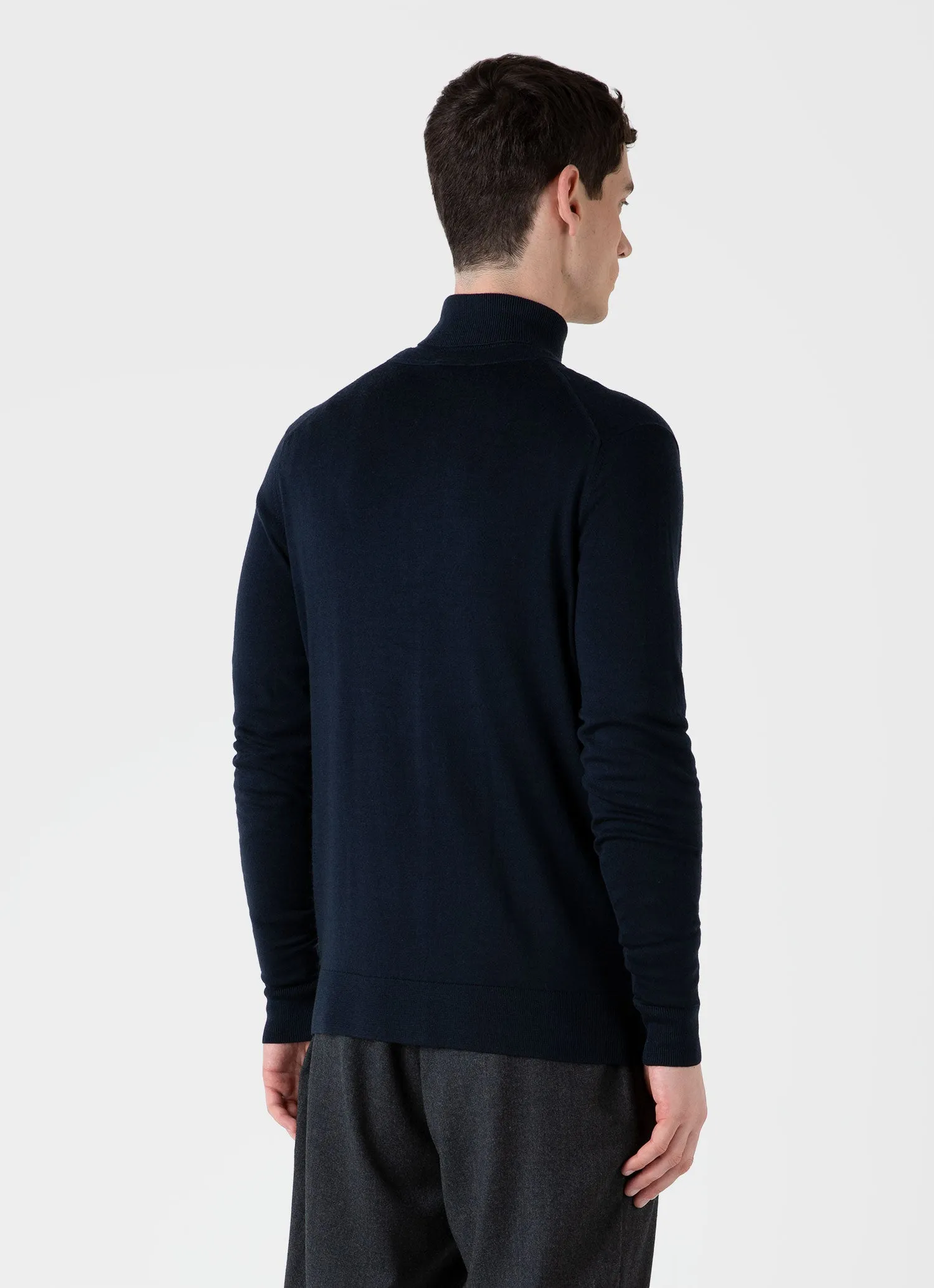 Men's Extra-Fine Merino Cardigan in Light Navy sold by Sunspel product image thumbnail 5