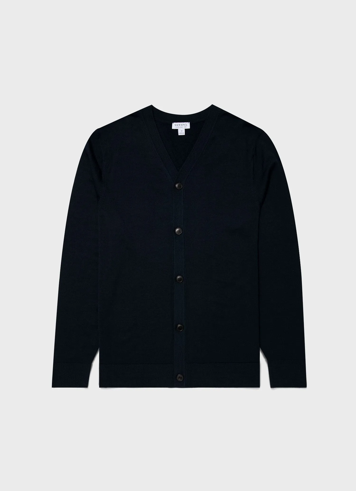 Men's Extra-Fine Merino Cardigan in Light Navy sold by Sunspel