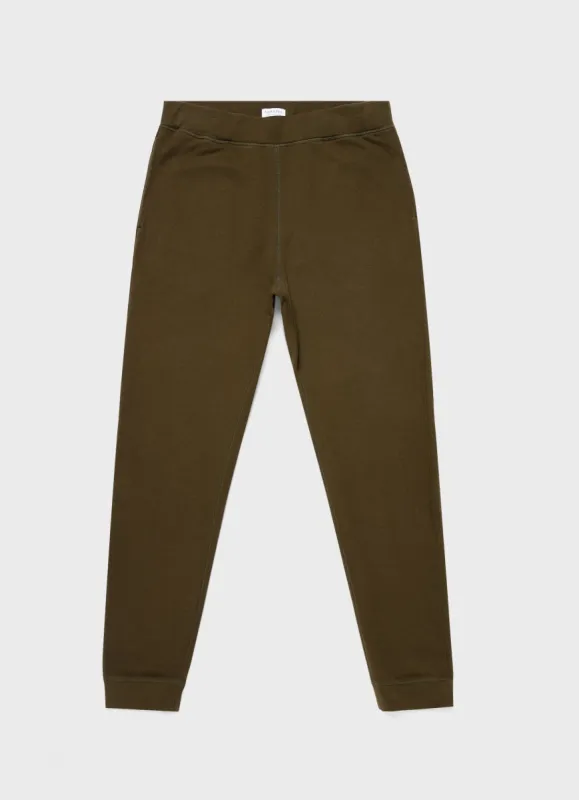 Men's Loopback Sweatpants in Dark Moss sold by Sunspel