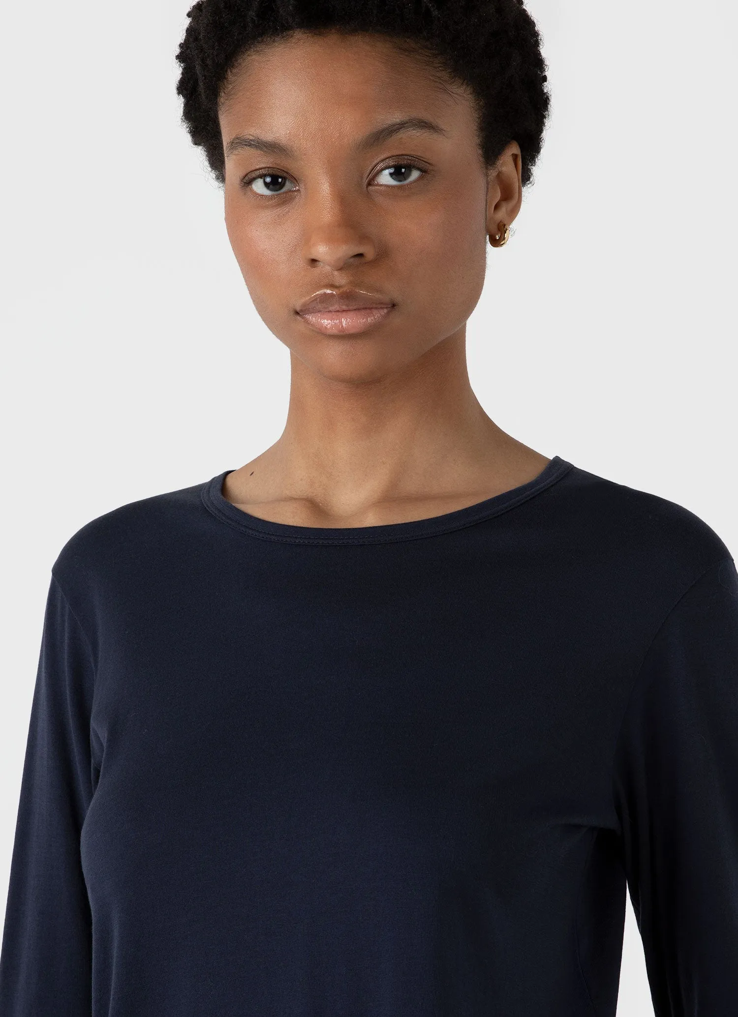 Women's Long Sleeve Classic T-shirt in Navy sold by Sunspel product image thumbnail 4