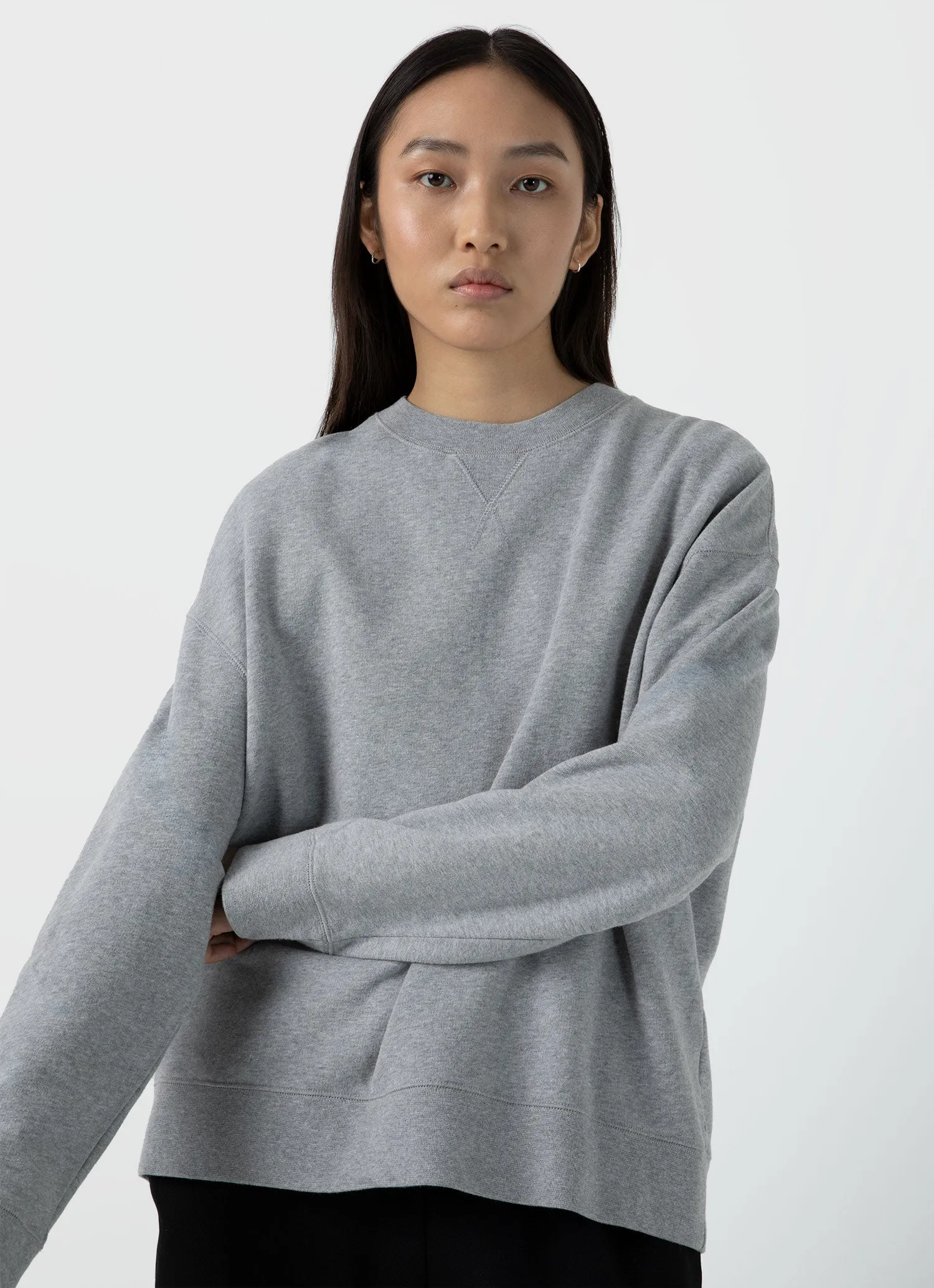 Women's Relaxed Loopback Sweatshirt in Grey Melange sold by Sunspel product image thumbnail 2