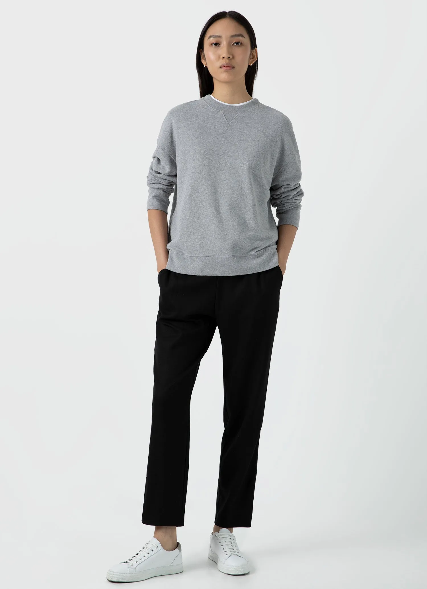 Women's Relaxed Loopback Sweatshirt in Grey Melange sold by Sunspel product image thumbnail 3