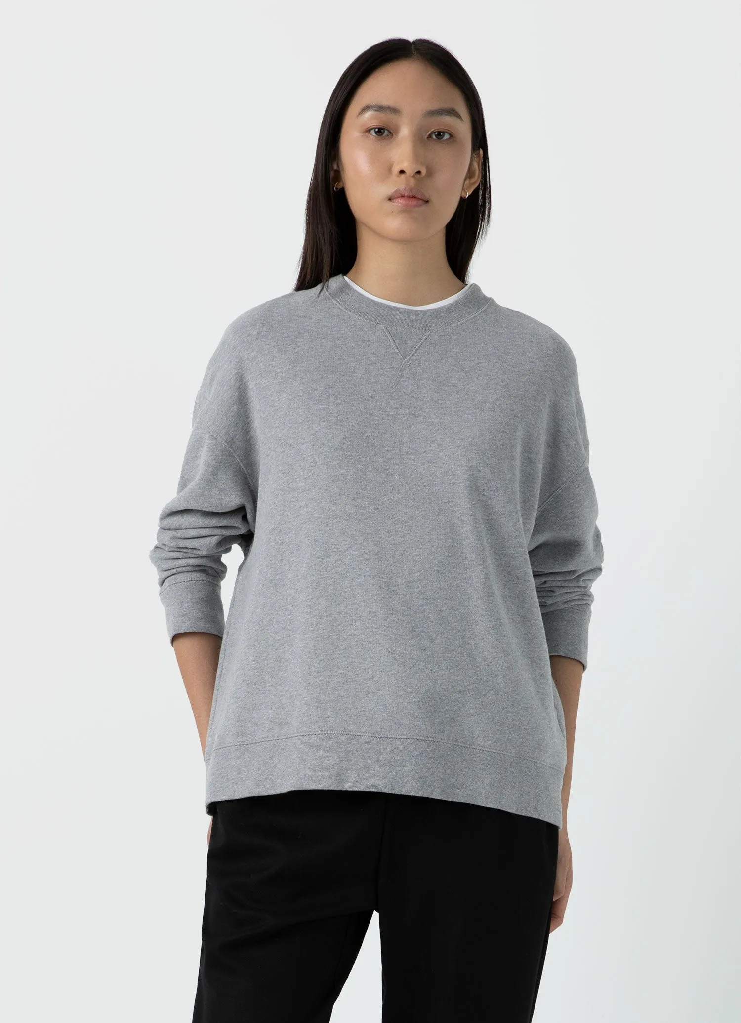 Women's Relaxed Loopback Sweatshirt in Grey Melange sold by Sunspel