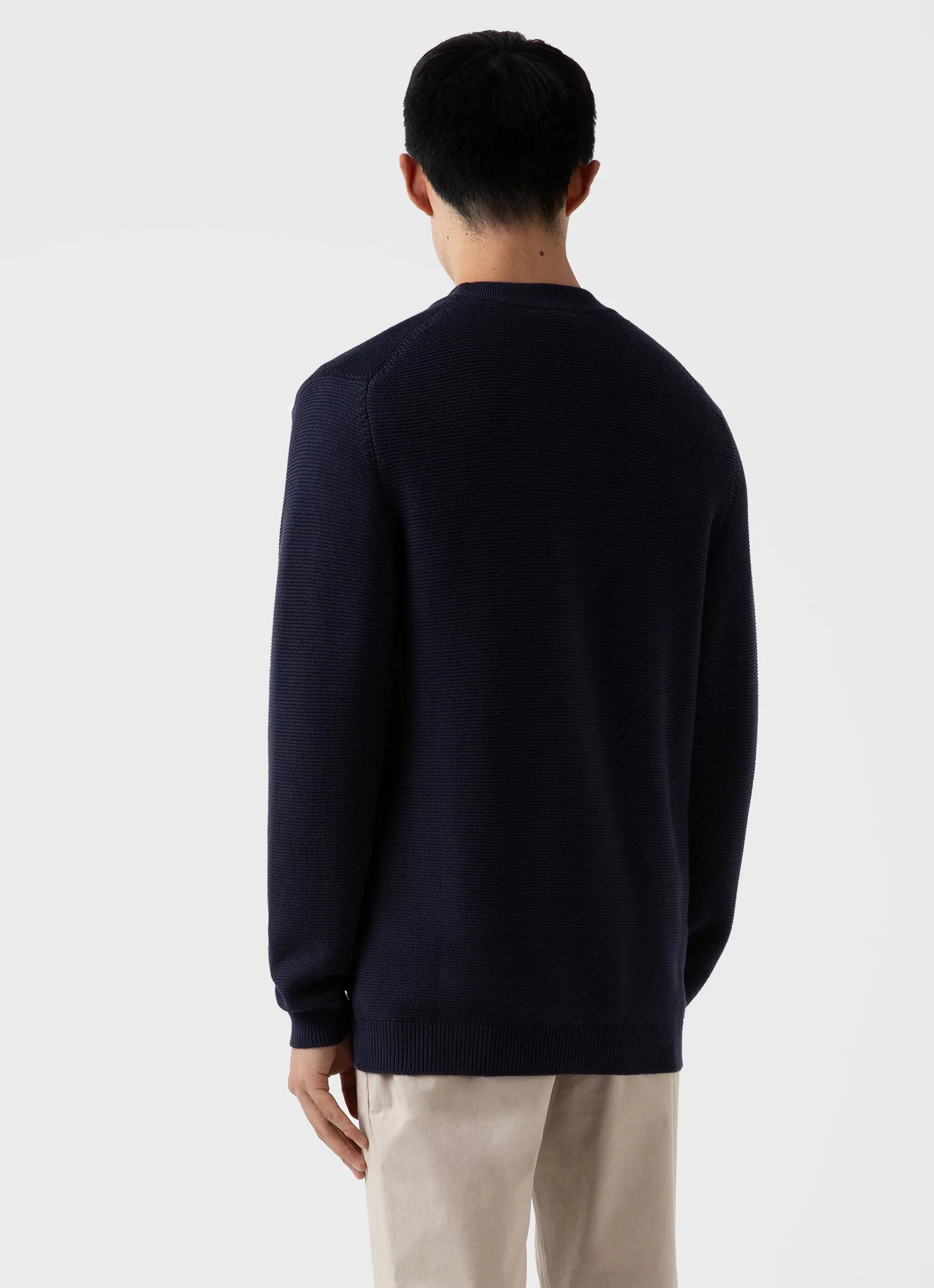 Men's Cotton Texture Cardigan in Navy sold by Sunspel product image thumbnail 4