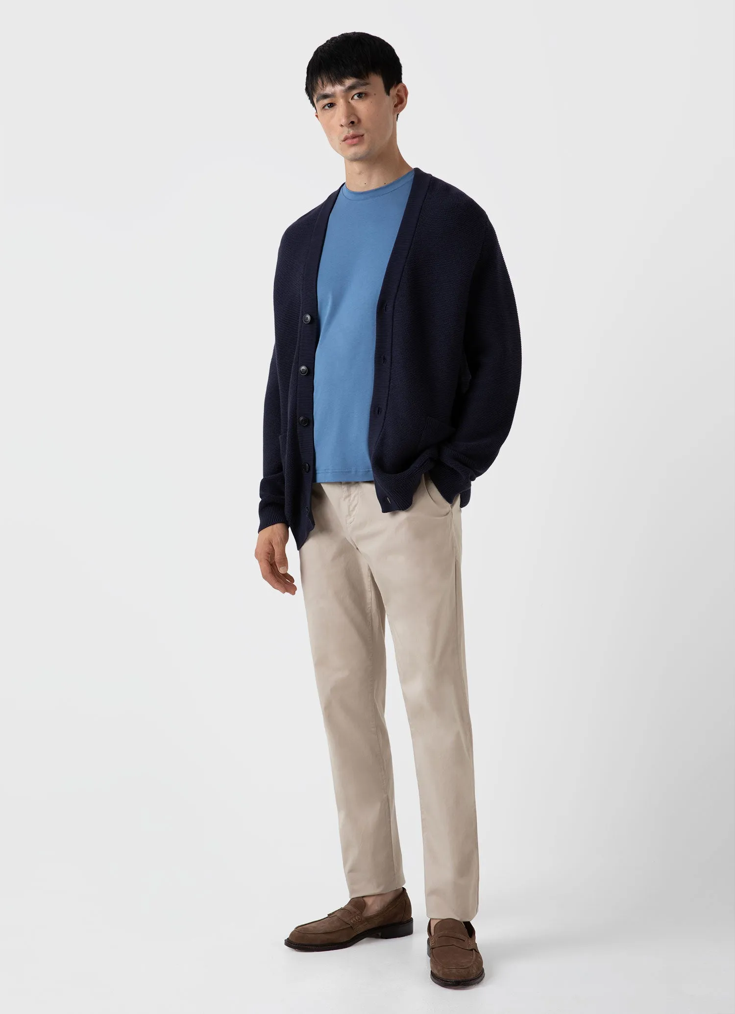Men's Cotton Texture Cardigan in Navy sold by Sunspel product image thumbnail 3
