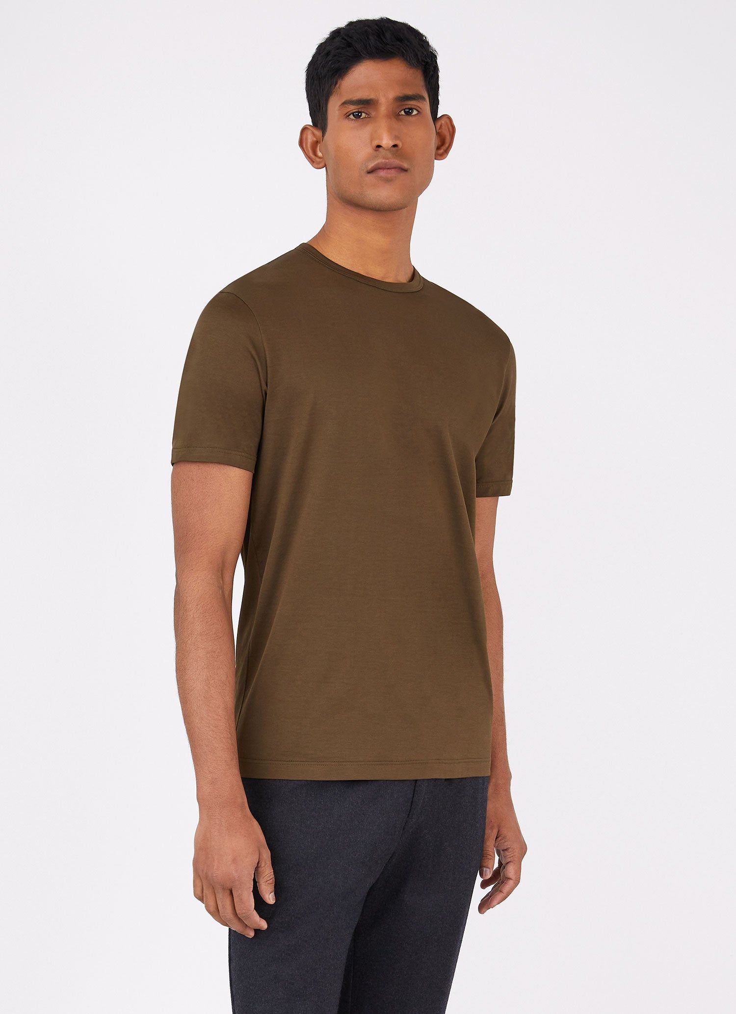 Men's Classic T-shirt in Dark Moss sold by Sunspel product image thumbnail 2
