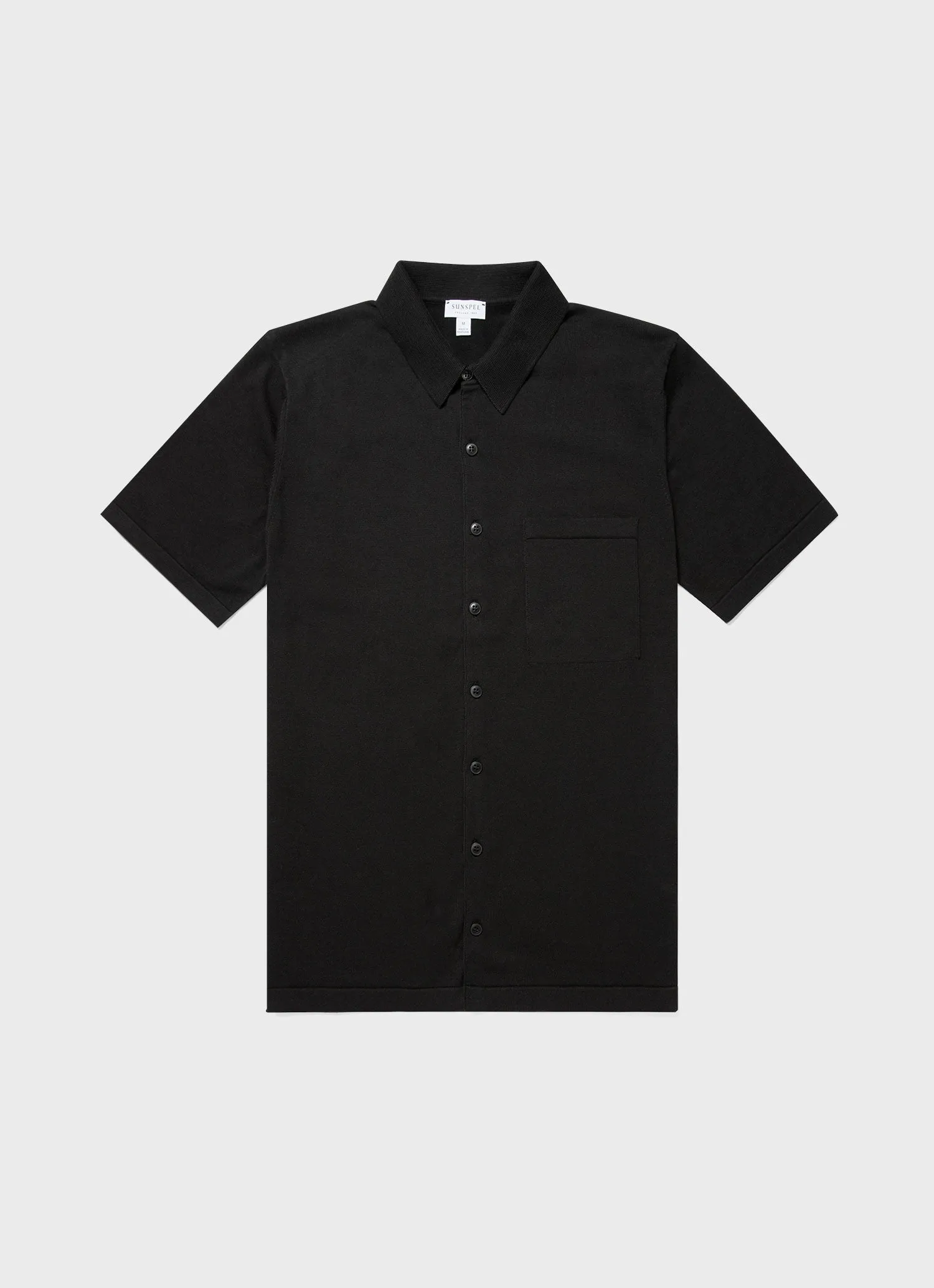 Men's Sea Island Cotton Knit Shirt in Black sold by Sunspel