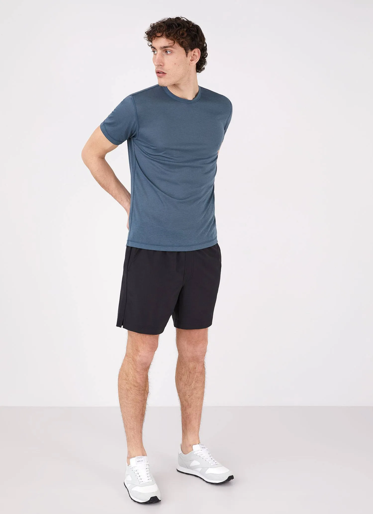 Men's DriRelease Active T-shirt in Dark Petrol sold by Sunspel product image thumbnail 3