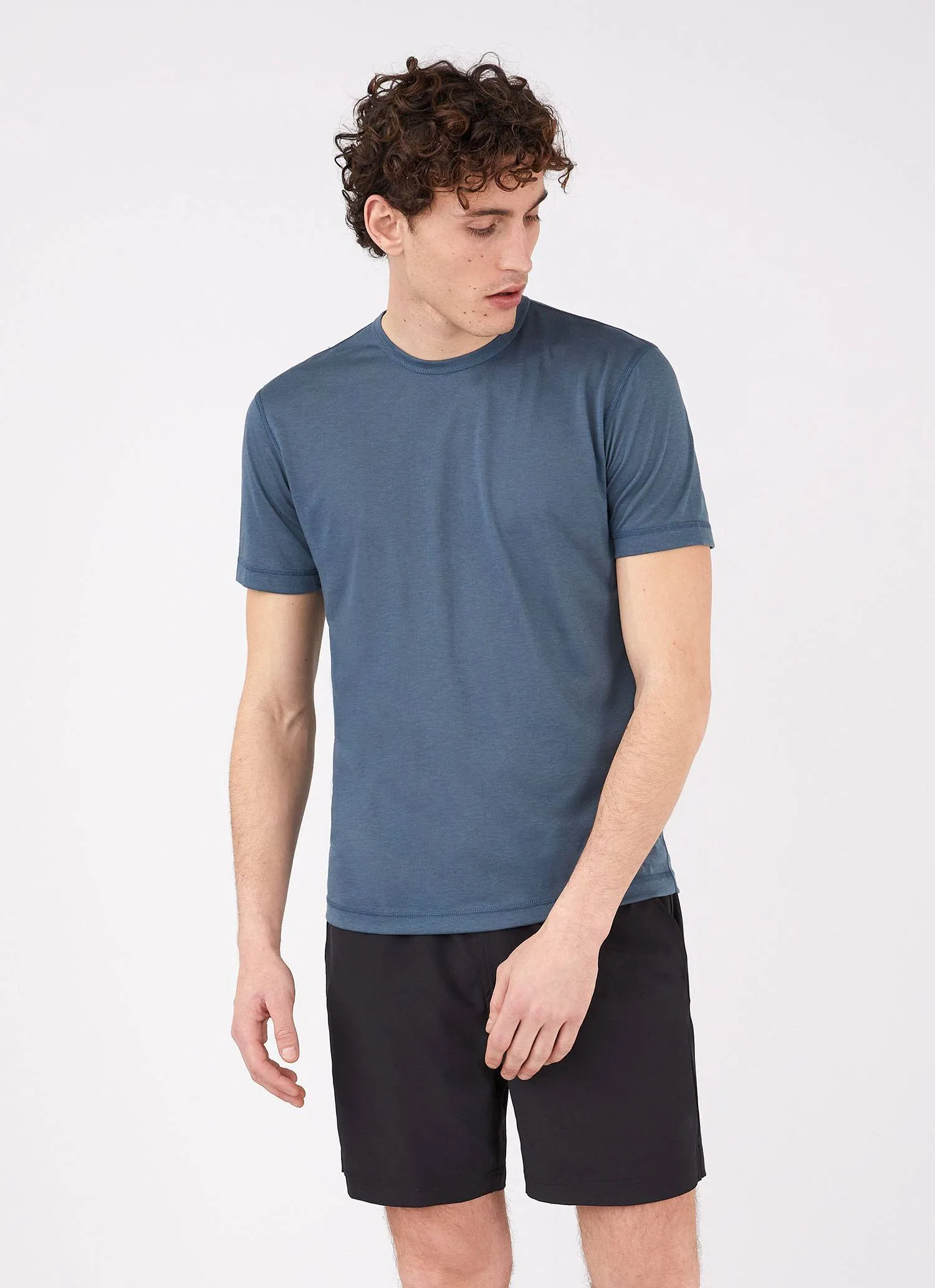 Men's DriRelease Active T-shirt in Dark Petrol sold by Sunspel product image thumbnail 2