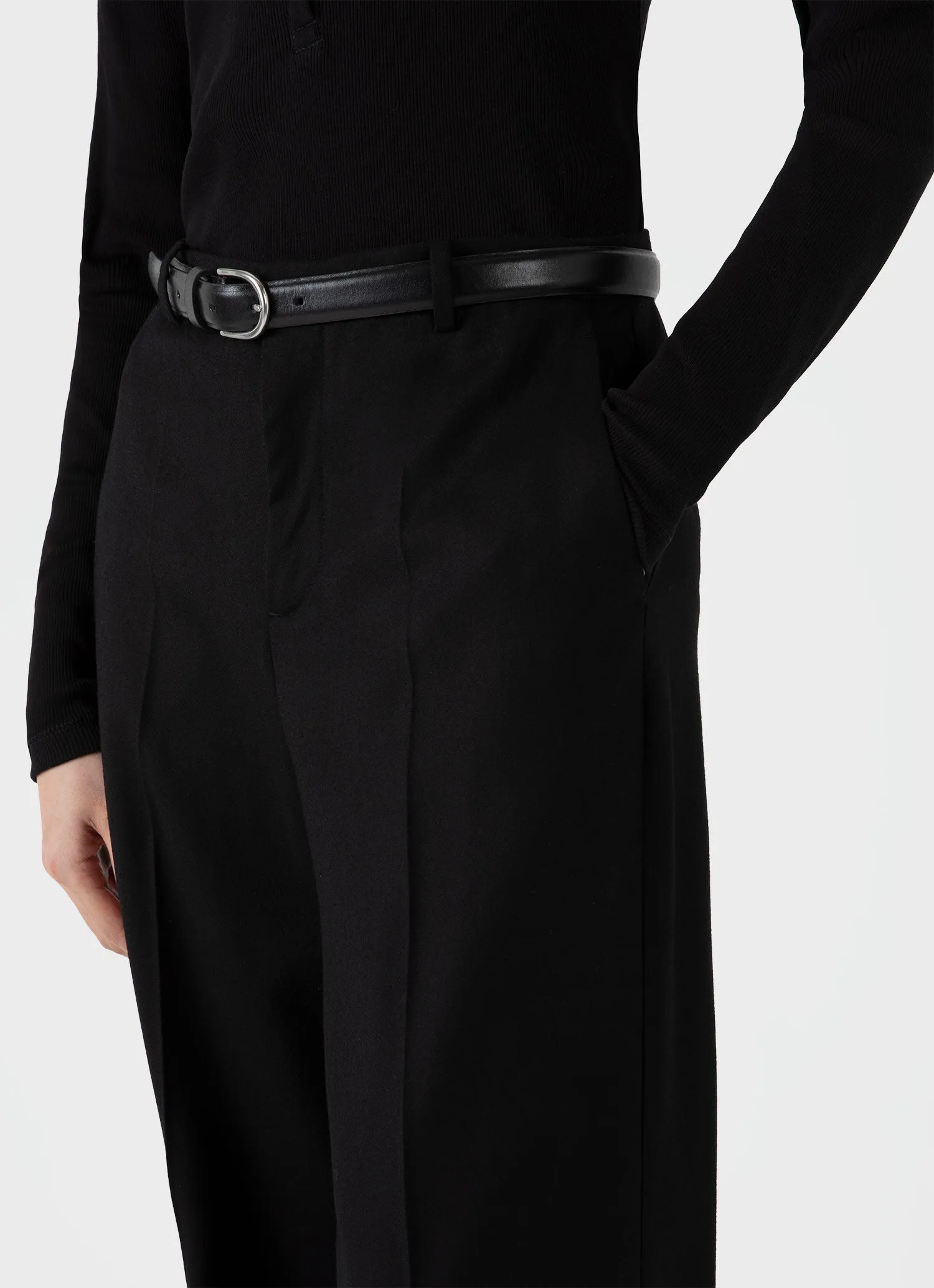 Women's Wool Flannel Trouser in Black sold by Sunspel product image thumbnail 4