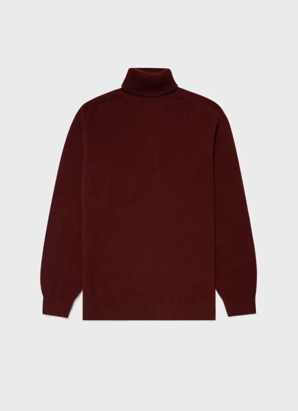 Men's Lambswool Roll Neck in Port sold by Sunspel