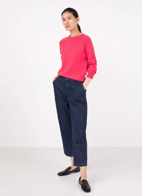Women's Lambswool Crew Neck Jumper in Bright Pink sold by Sunspel