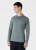 Men's Long Sleeve Riviera Polo Shirt in Smoke Green sold by Sunspel