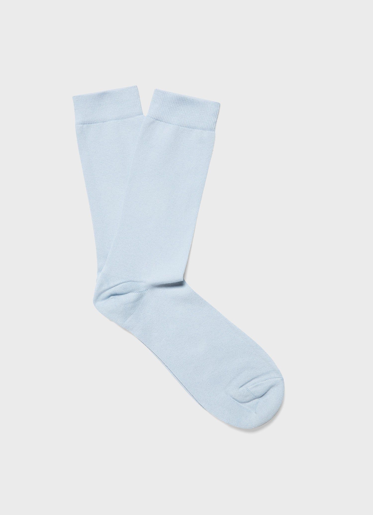 Men's Cotton Sock in Pastel Blue sold by Sunspel
