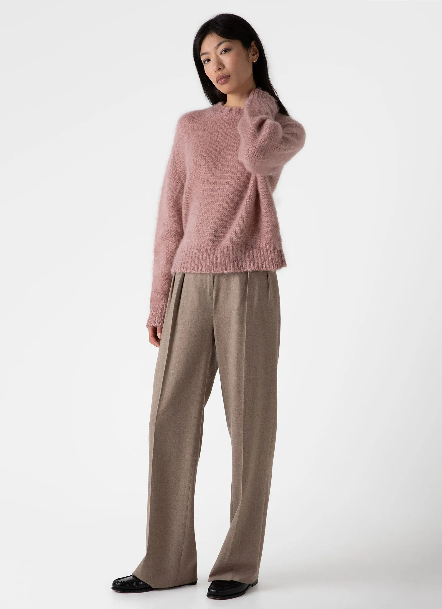 Women's Mohair Crew Neck Jumper in Vintage Pink sold by Sunspel product image thumbnail 3