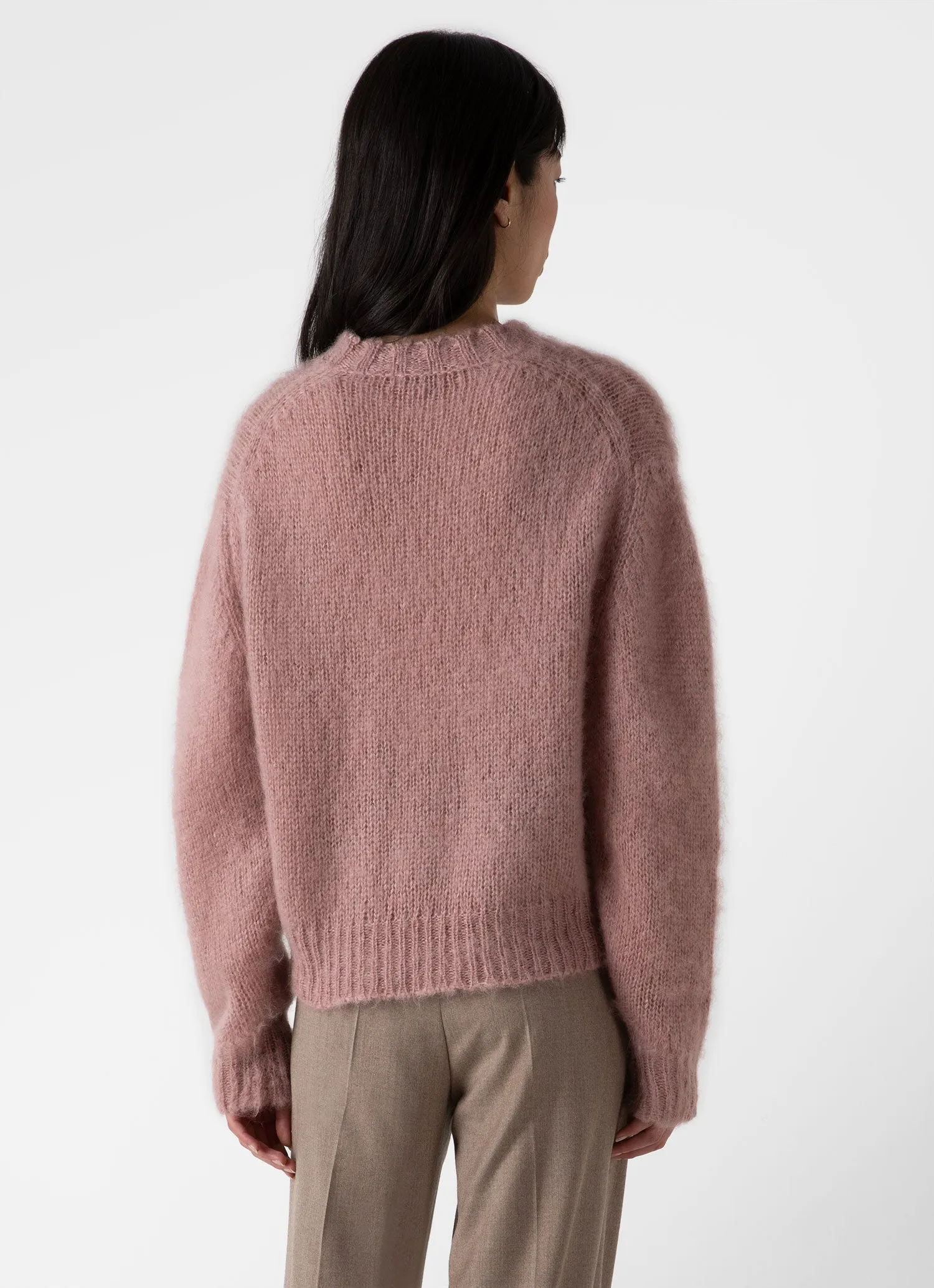 Women's Mohair Crew Neck Jumper in Vintage Pink sold by Sunspel product image thumbnail 4