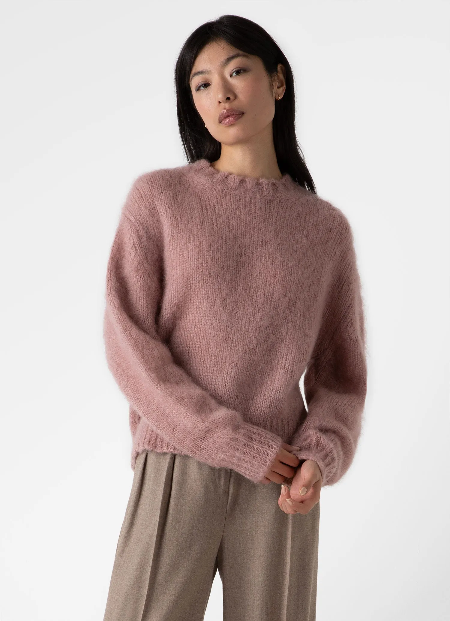 Women's Mohair Crew Neck Jumper in Vintage Pink sold by Sunspel product image thumbnail 2