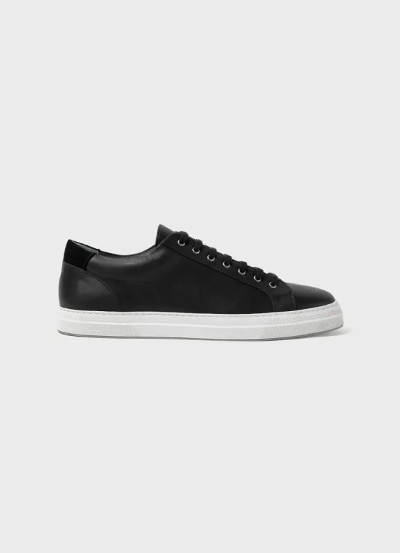 Men's Leather Tennis Shoes in Black sold by Sunspel