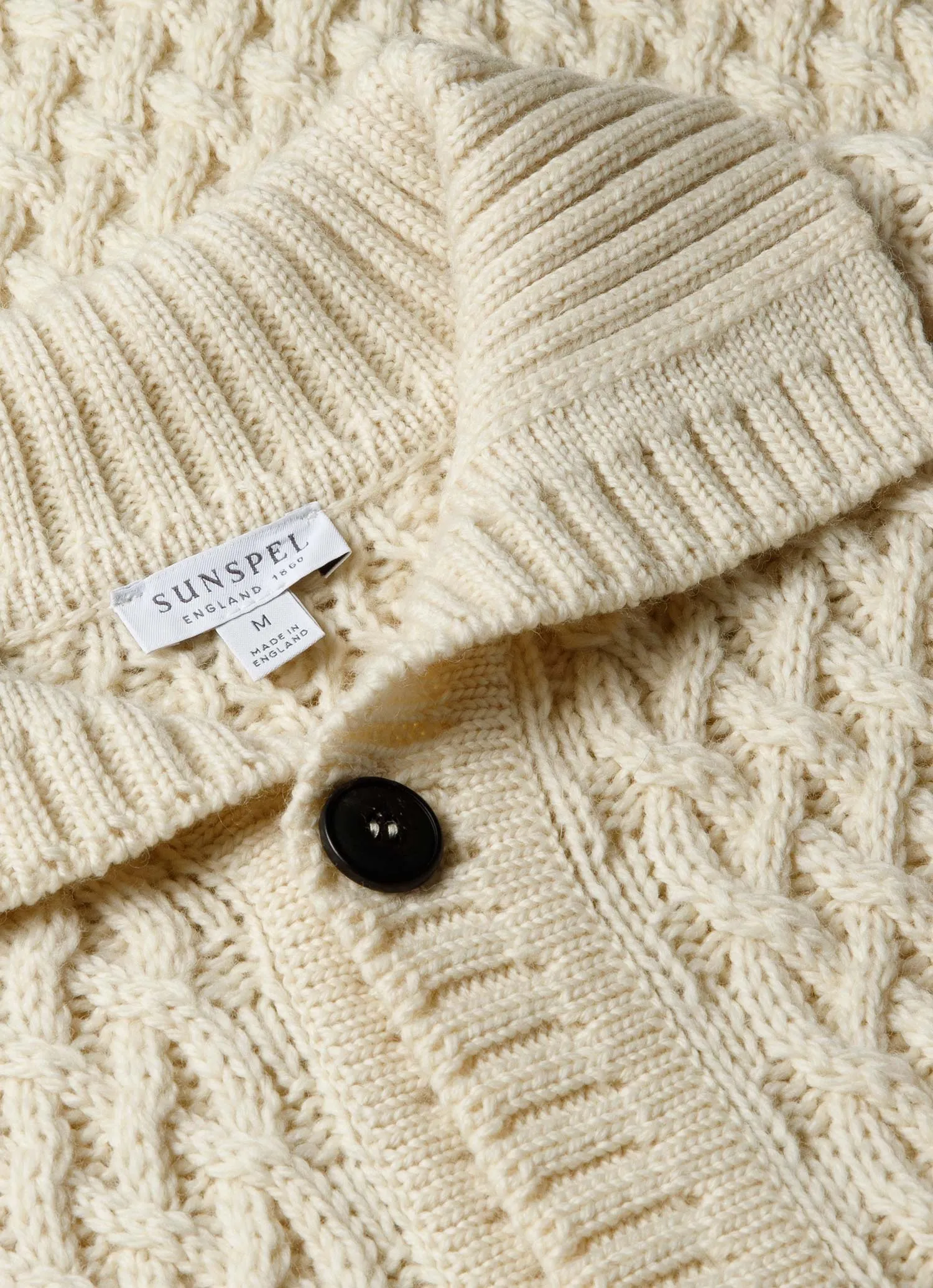 Men's Cable Knit Cardigan Jacket in Ecru sold by Sunspel product image thumbnail 4