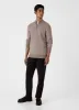 Men's Merino Honeycomb Zip Neck Jumper in Light Sandstone sold by Sunspel