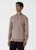 Men's Merino Honeycomb Zip Neck Jumper in Light Sandstone sold by Sunspel