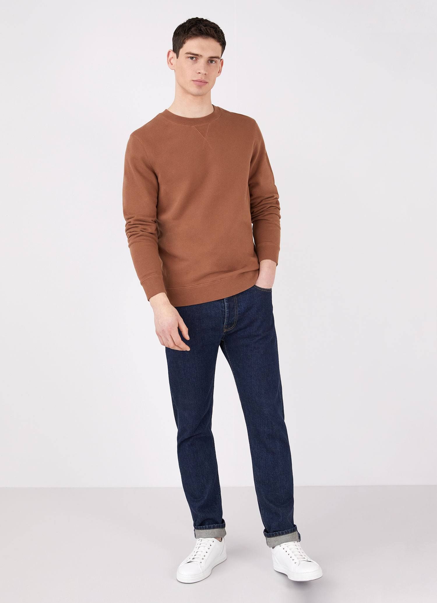 Men's Loopback Sweatshirt in Gingerbread sold by Sunspel product image thumbnail 3