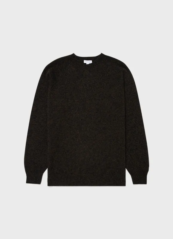 Men's Lambswool Crew Neck Jumper in Dark Moss sold by Sunspel
